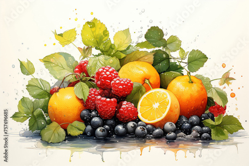 Fruit watercolor painting