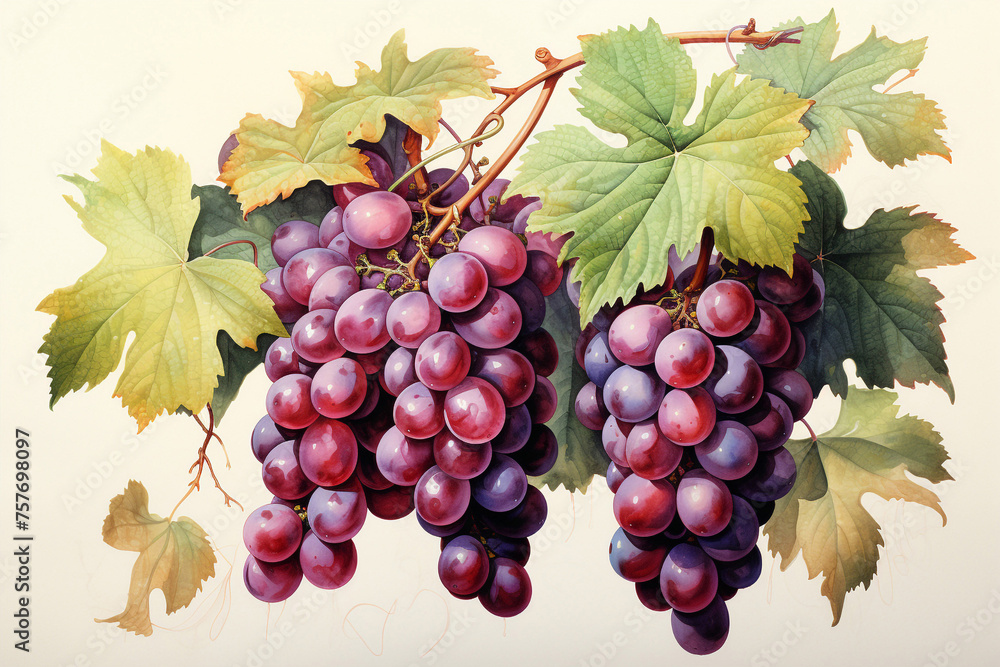 Obraz premium Grapes fruit watercolor painting