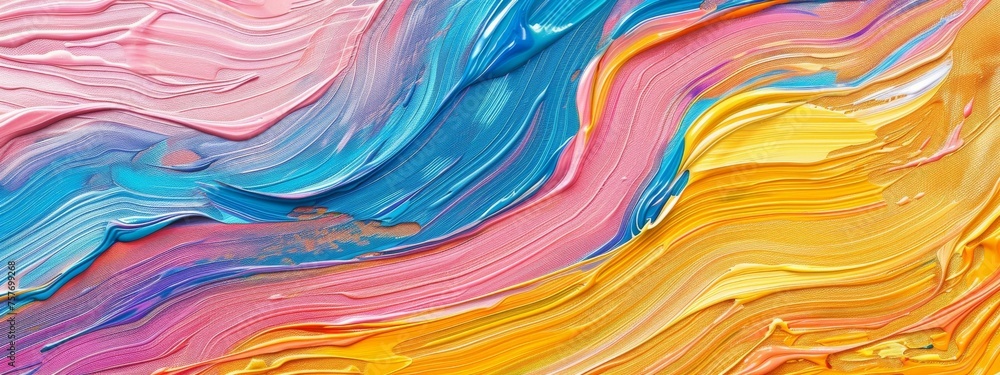 Closeup of abstract rough colourful colours painting texture, with oil brushstroke, pallet knife paint on canvas Closeup of abstract rough colourful colours painting texture, with oil brushstroke, pallet knife paint on canvas