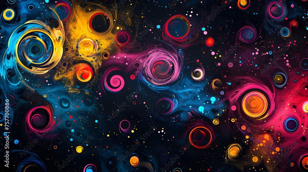 multi coloured abstract spirals on black background multi coloured abstract spirals on black background