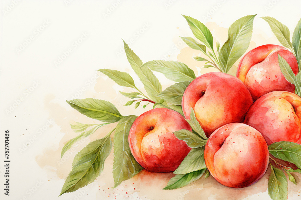 Nectarine fruit watercolor painting Nectarine fruit watercolor painting