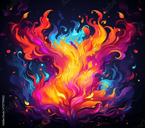 Fire Abstract Colorful Background Wall Art Illustration With Generative AI 