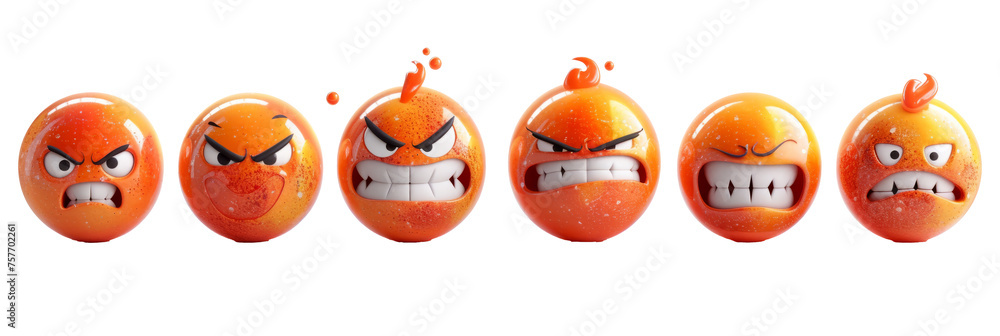 Design Emoticon Reaction Set isolated on transparent background With clipping path.3d render Design Emoticon Reaction Set isolated on transparent background With clipping path.3d render