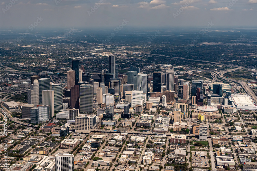 Aerial View of the Skyline of Houston At Midday