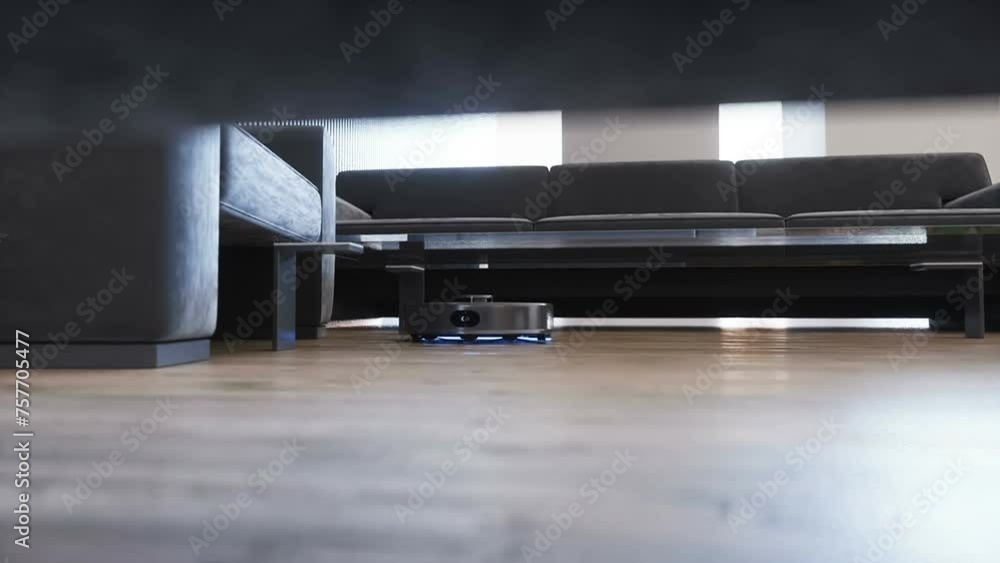 Vacuum Robot auto cleaning at home, floor. Realistic 4k animation. Vacuum Robot auto cleaning at home, floor. Realistic 4k animation.
