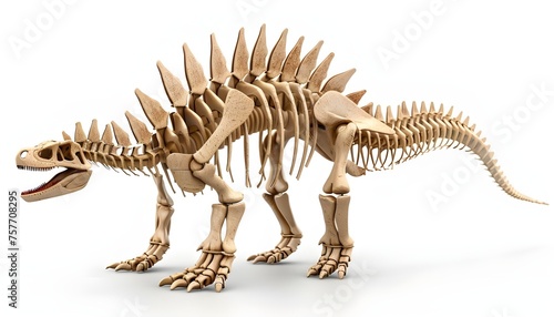 stegosaurus skeleton, isolated on white © thiraphon