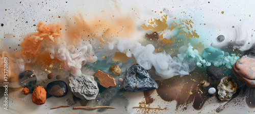 A Symphony of Elements An Organic Composition of Multicolored Smoke and Nature