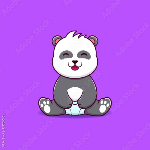 Cute baby panda is sitting