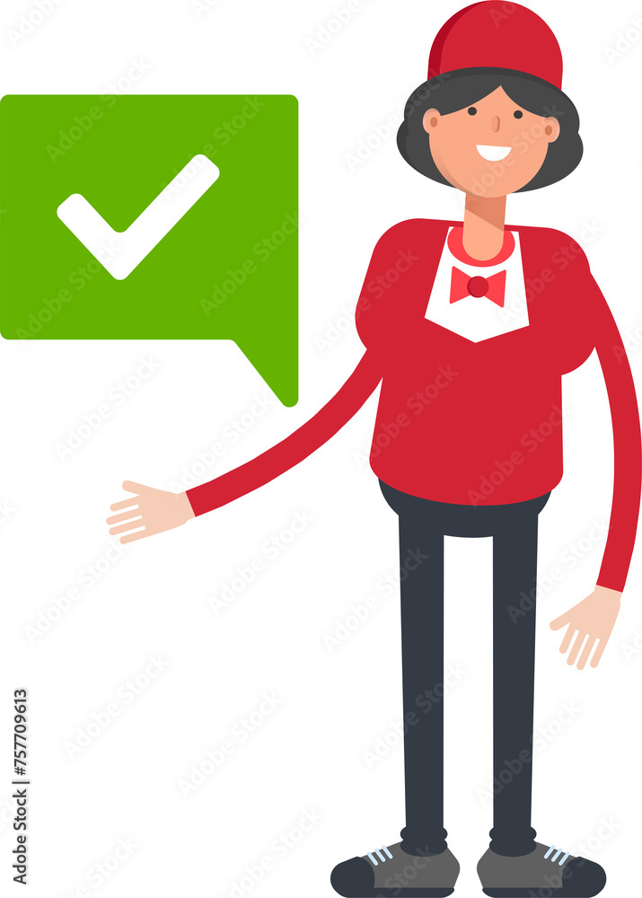 Waitress Character and Check Mark
Waitress Character and Check Mark