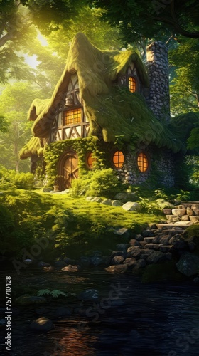 Fairytale house in a magical forest