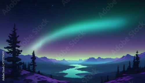 Cosmic Canvas: Aura Bathed in Aurora Green, Polar Blue, and Cosmic Purple Against the Infinite Canvas of a Starry Night Sky, A Captivating Display of Celestial Beauty and Serenity © Rashid