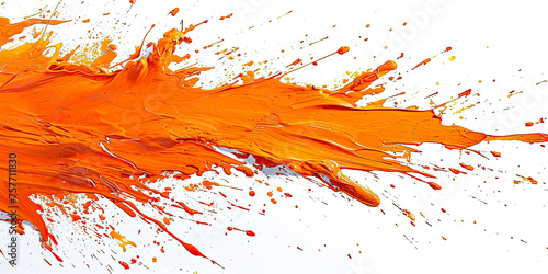 Fiery orange splatters on a smooth ceramic base, forming a bold and dynamic display of energetic strokes with a glossy finish