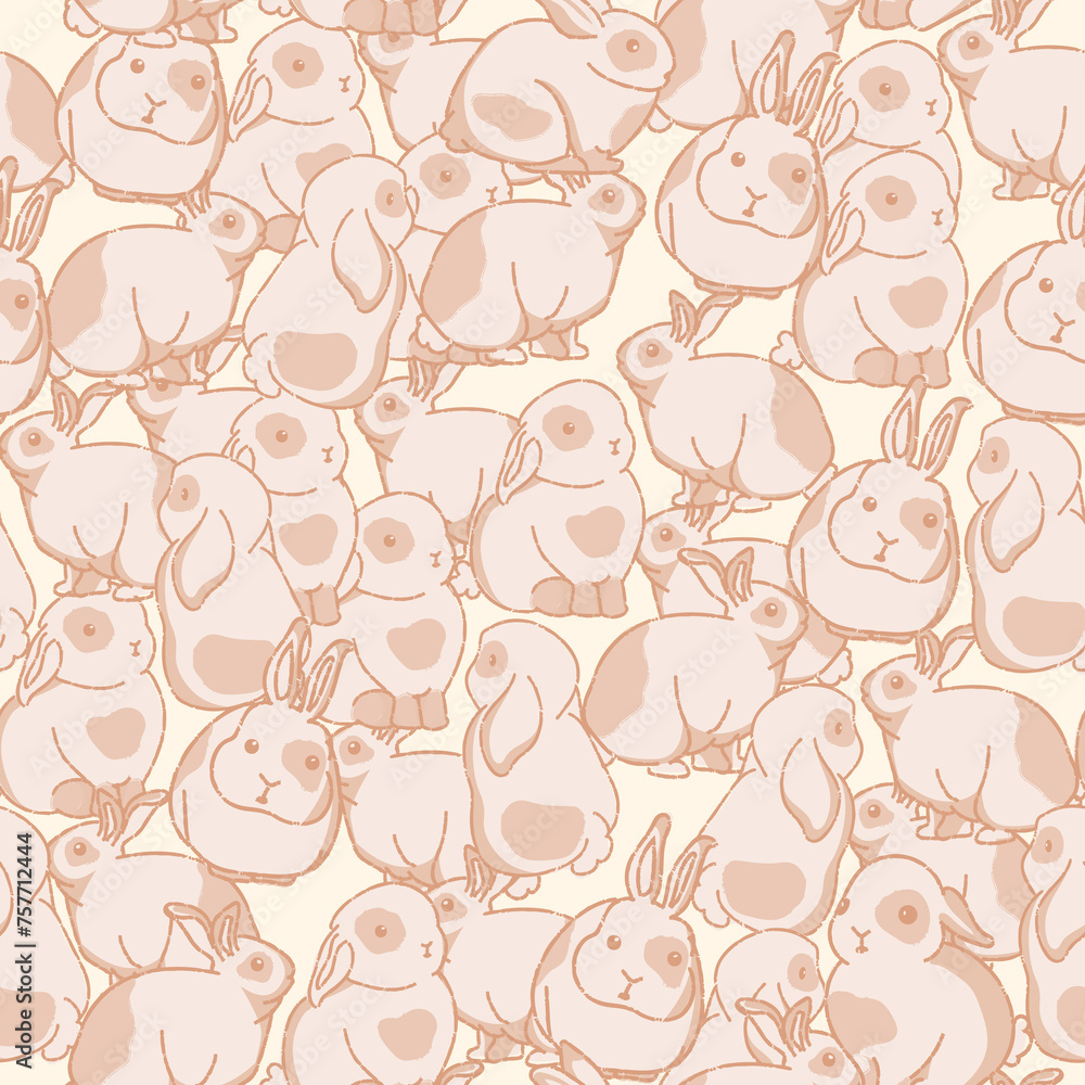 Pattern with cute hares, Lovely rabbits in hearts and flowers. Cute childish seamless pattern, Hand Drawn Cute Bunny Pattern, print design rabbit background, children print textile design Pattern with cute hares, Lovely rabbits in hearts and flowers. Cute childish seamless pattern, Hand Drawn Cute Bunny Pattern, print design rabbit background, children print textile design