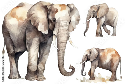illustration set wild elephant Watercolor clipart mammal African © akk png