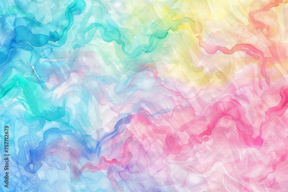 Fototapeta premium Multicolored watercolors swirl and blend on a textured background, creating a vibrant and dynamic visual display