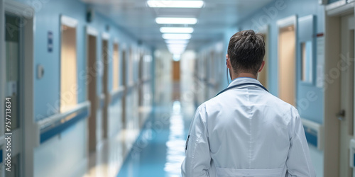 Doctor with stethoscope in hospital 