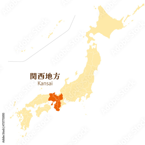 日本列島の中の関西地方、関西地方の各県