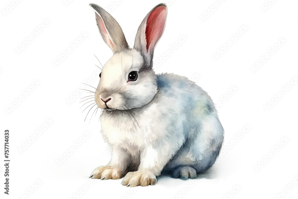 bunny white watercolor bakground easter rabbit