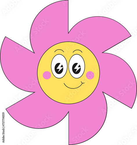 retro flower smiley face  groovy flower decoration