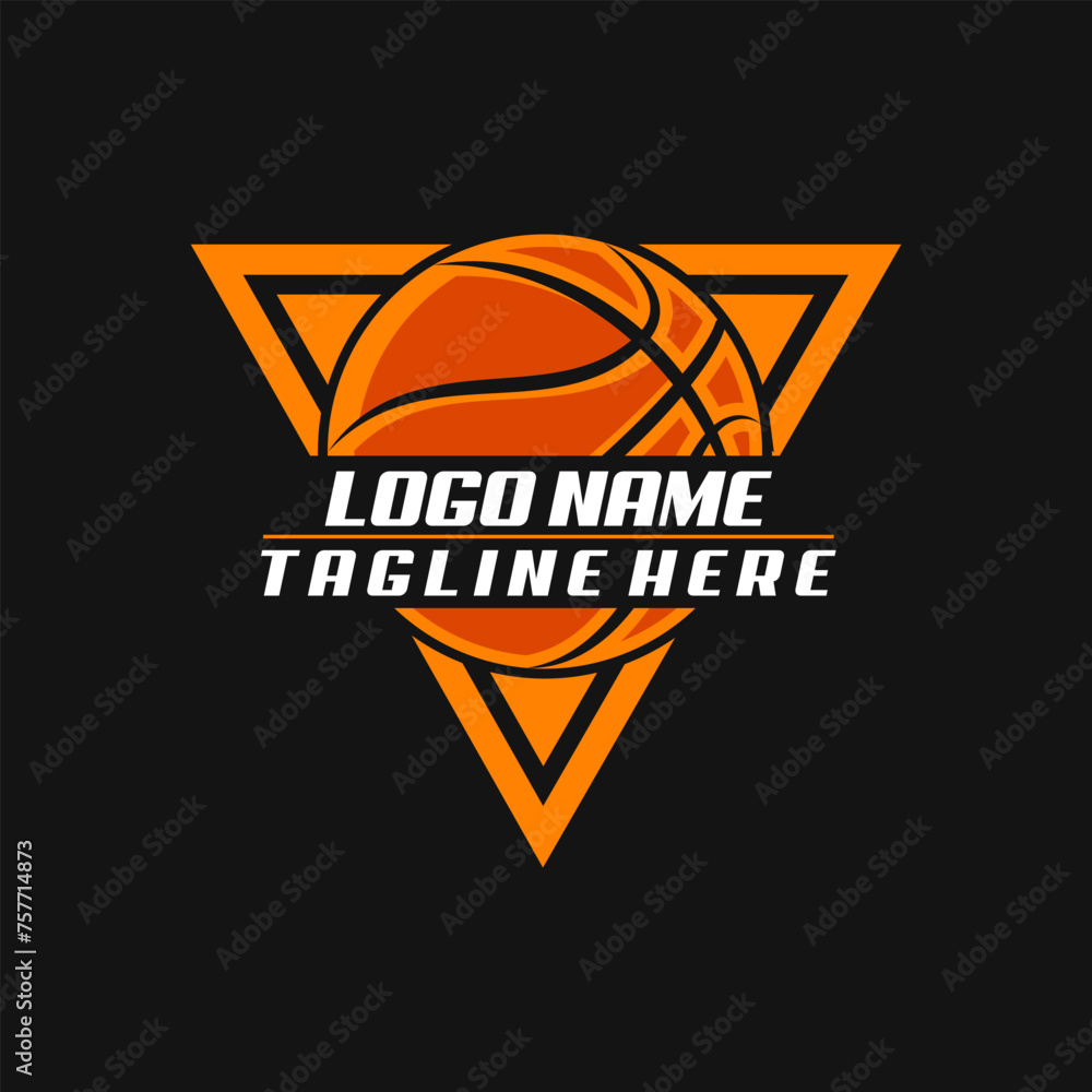 basket ball triangle logo design vector