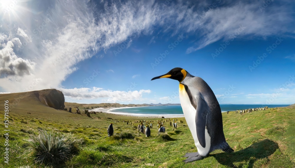 Fototapeta premium King Penguin at Volunteer Point, Falkland Island