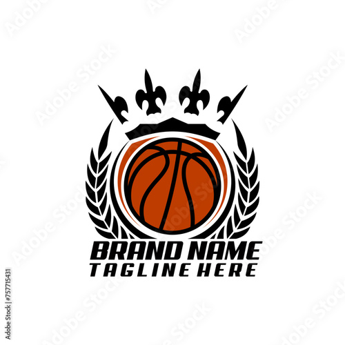 basket crown wreath logo design vector