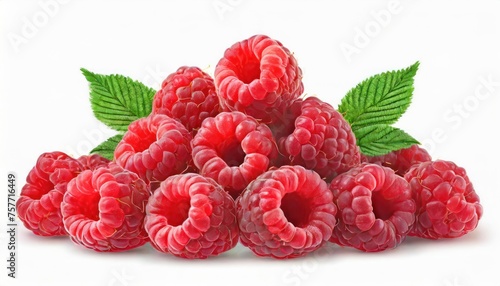  Raspberry isolated. Big Pile of Fresh Raspberries on white background. 
