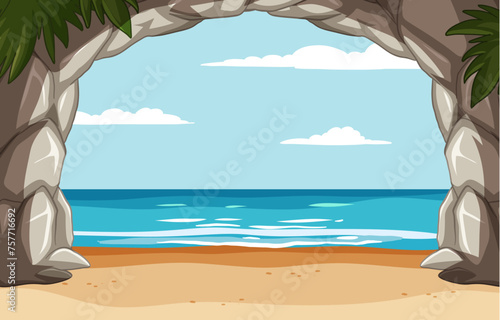 Vector illustration of a serene beach landscape