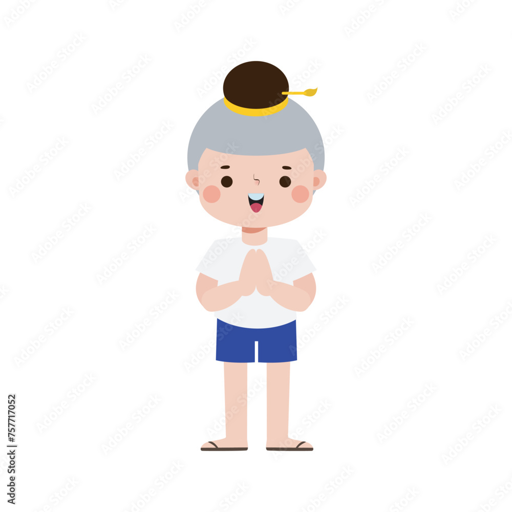 cute kid thai Traditional greeting sawasdee welcome to Thailand Traditional Happy thai new year Vector Illustration template Thailand travel concept on white background cute kid thai Traditional greeting sawasdee welcome to Thailand Traditional Happy thai new year Vector Illustration template Thailand travel concept on white background