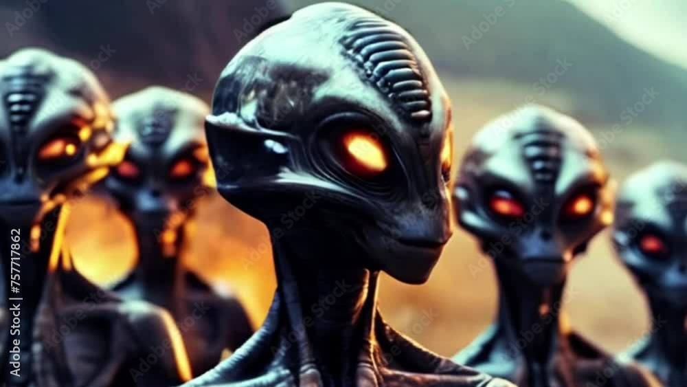 group of aliens close-up, alien creature. space dwellers. space aliens group of aliens close-up, alien creature. space dwellers. space aliens