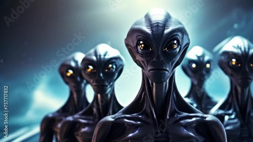 group of aliens close-up, alien creature. space dwellers. space aliens photo