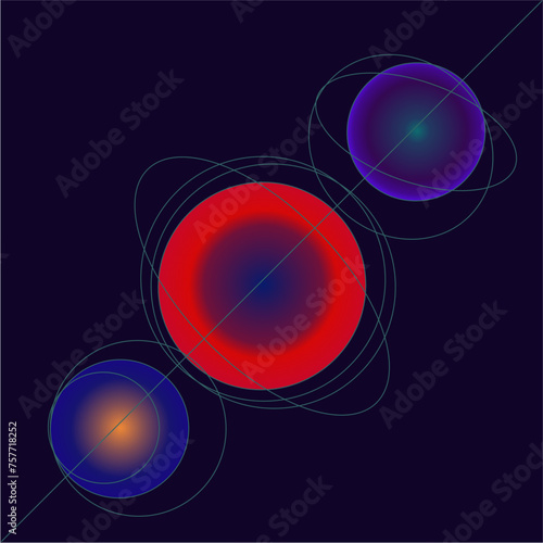 stylized planets with orbits and axis
