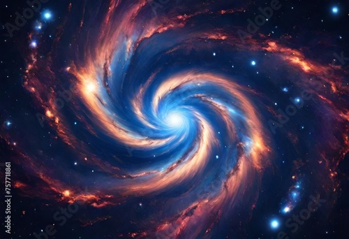 mysterious glowing galaxy creates deep blue backdrop