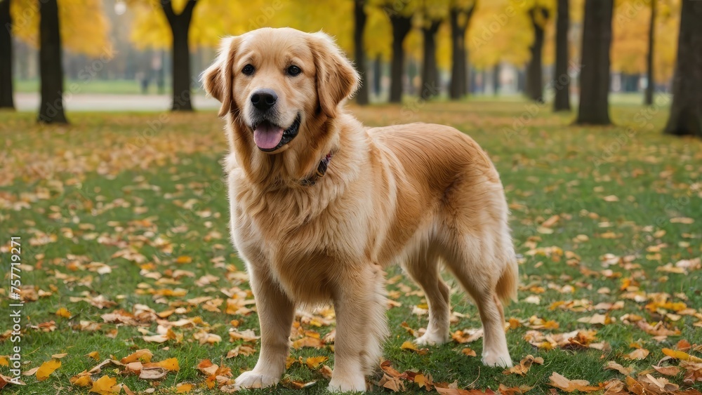 Golden retriever dog in the park