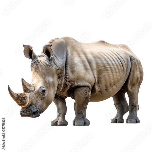 adult rhino isolated on transparent background With clipping path cut out. 3d  render