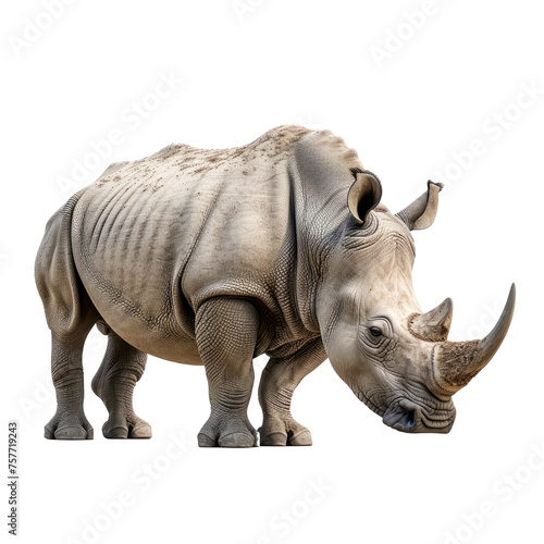 rhino isolated on transparent background With clipping path cut out. 3d render