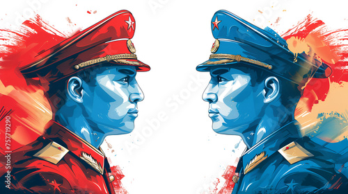 The Concept of Russia vs Vietnam - Vector Illustration Comparing Two Cultures, National Flags Symbolizing Countries, International Relations Concept Design, Generative AI

