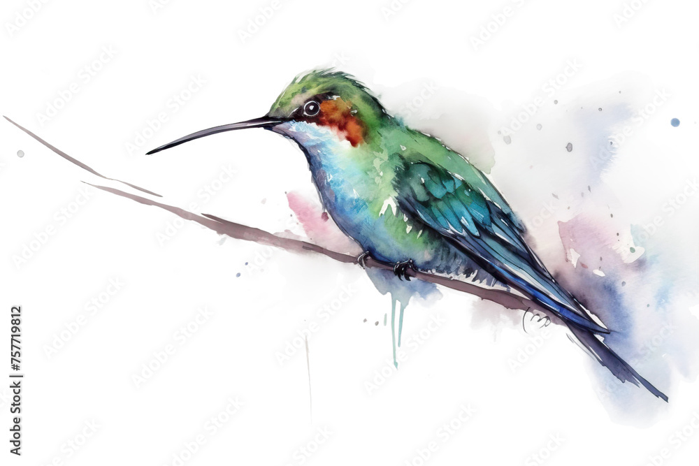 Fototapeta premium hummingbird watercolor drawing bird
