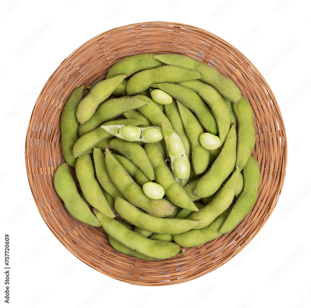 Green Japanese Soybean or Cajanus cajan fruits on transparent background.top view. Green Japanese Soybean or Cajanus cajan fruits on transparent background.top view.