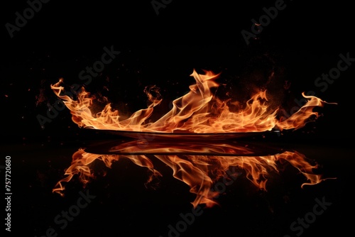 Fire flames on a black background, an abstract concept of passion and energy