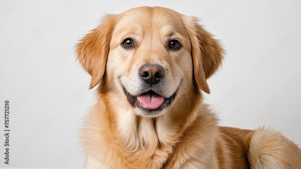 Portrait of Golden retriever dog on grey background Portrait of Golden retriever dog on grey background