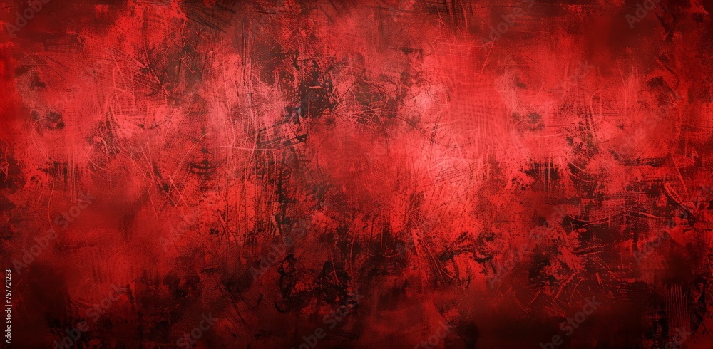 Fototapeta premium A vibrant abstract painting featuring bold red and black colors, showcasing dynamic brushstrokes and contrasting tones
