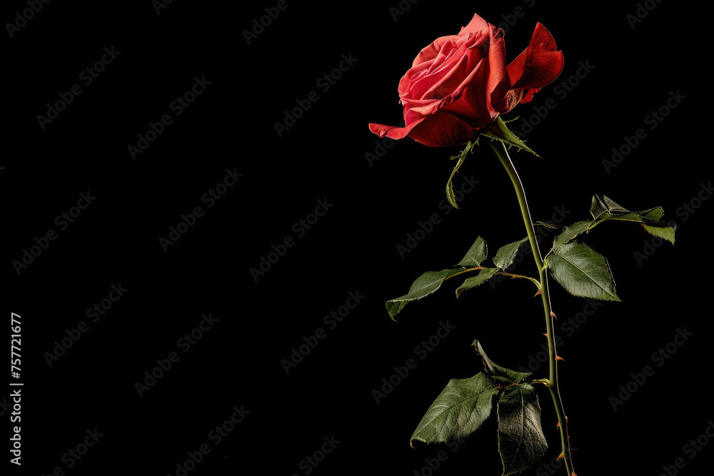 Red Rose On An Unusual Black Background For Design And Background Is Created Using Artificial Intellect Red Rose On An Unusual Black Background For Design And Background Is Created Using Artificial Intellect