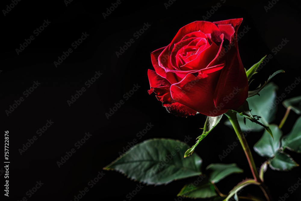 Red Rose On An Unusual Black Background For Design And Background Is Created Using Artificial Intellect Red Rose On An Unusual Black Background For Design And Background Is Created Using Artificial Intellect