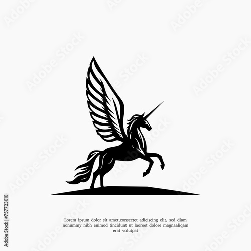 Pegasus horse logo Pegasus Skyline vector design inspiration template creative icon