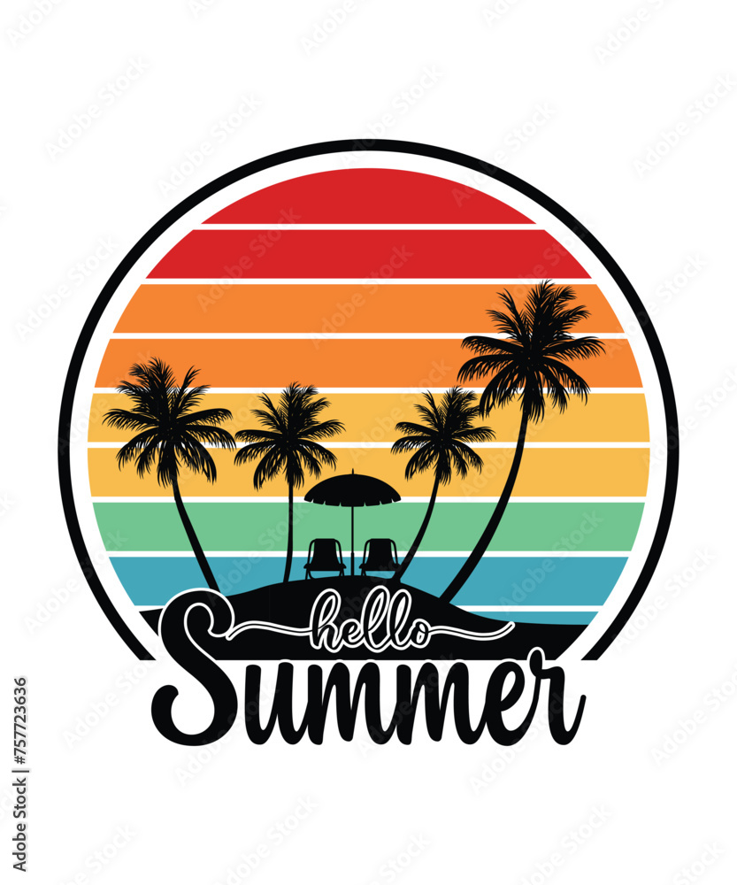 Hello summer t shirt design print template