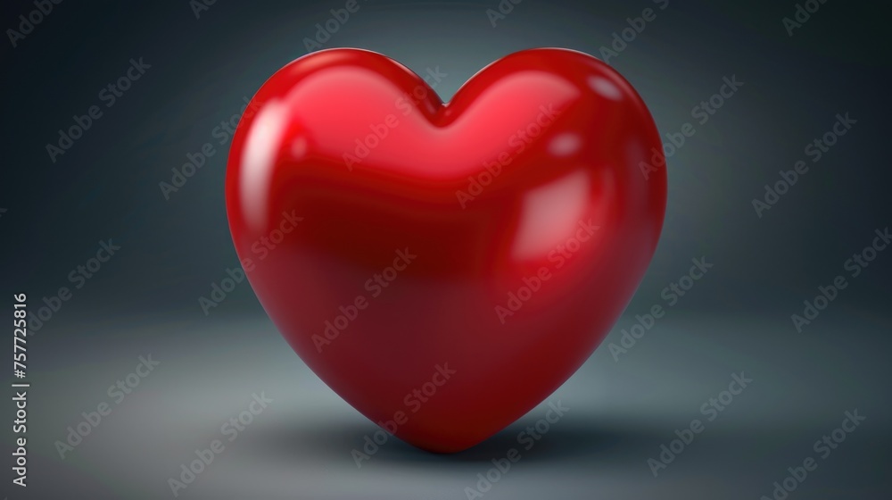 Red heart is shown in black background