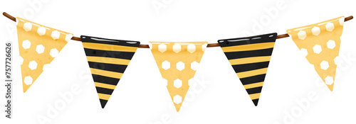 Black and yellow garland, bunting party decoration