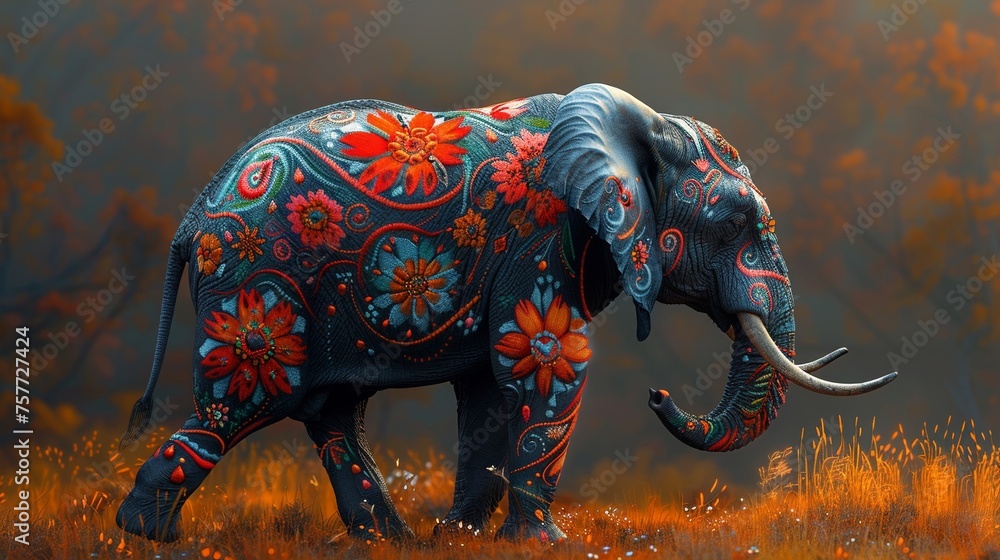 Obraz premium boho elephant animal illustratioboho elephant animal illustration Generative AIn Generative AI