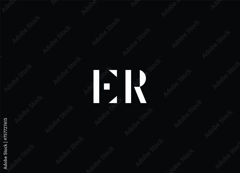 ER Letter Logo Design with Creative Modern Trendy Typography and Black Colors